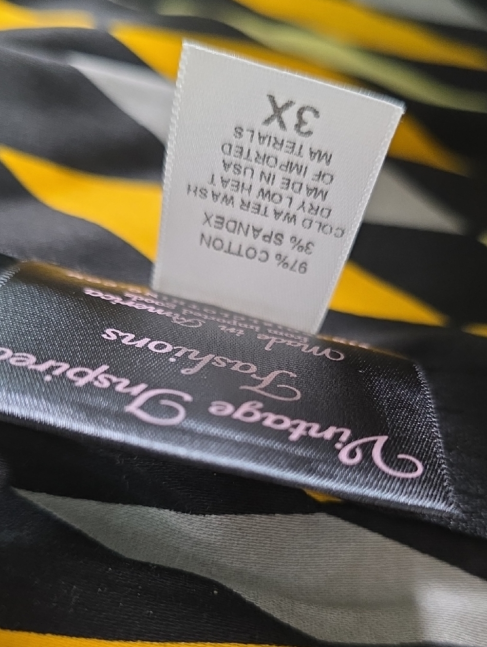 Pinup Couture Yellow and Black Diamond Print Women's Dress Sz 3X Retro - Picture 3 of 7